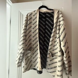 Balenciaga Beige and Black Logo Cardigan 100% AUTHENTIC